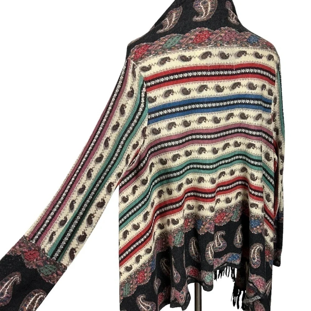 Anthropologie Guinevere Merino Wool Cardigan Sweater Bohemian Gypsy Fringe Small - Picture 10 of 16